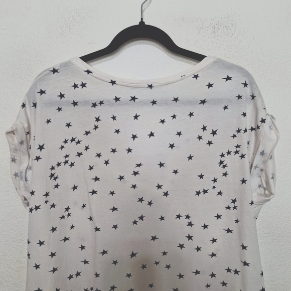 ZARA White Black Star Novelty Print Short Sleeve Relaxed Fit Casual Top Size M - Picture 5 of 10